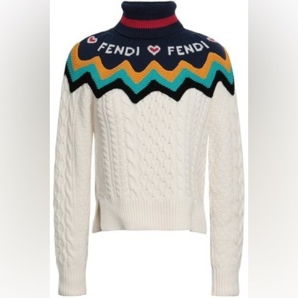 ❤️Fendi Wool Cashmere Logo Turtleneck Sweater❤️ - Picture 1 of 5
